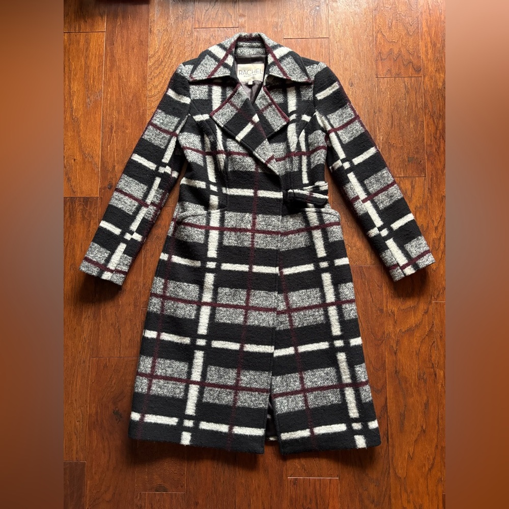 RACHEL Rachel Roy Black and White Plaid Pea Coat - Picture 14 of 15